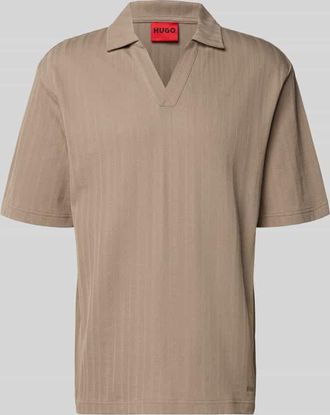 HUGO BOSS Relaxed Fit Poloshirt mit Strukturmuster Modell DALIBO in Hellbraun, Gr&ouml;&szlig;e XXL