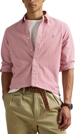 Polo Ralph Lauren Classic Fit Gingham Cotton Button-Down Oxford Shirt in Adirondack Berry Nevis at Nordstrom, Size Small