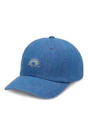 tentree Embroidered Denim Peak Hat in Mid Wash/white Oak at Nordstrom