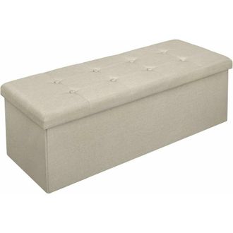 Woltu Puff Ba&uacute;l Plegable Rect&aacute;ngulo Taburete Para Almacenamiento Otomani&ntilde;os Caja De Almacenaje Con Tapa Reposapi&eacute;s Sof&aacute; 110x37 5x38cm Terciopelo Material De