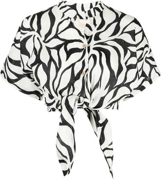 Cala de la Cruz Leroy tie-fastening linen shirt - women - Linen/Flax - S - Neutrals