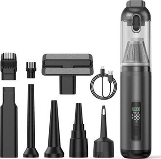 OEM Aspiradora Port&aacute;til Inal&aacute;mbrica Para Coche - Mini Aspiradora Recargable Port&aacute;til Para Coche - Negra - 7 Accesorios - 16000 Pa