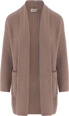 Bruno Manetti Ribgebreid vest met opgestikte zak - Bruin