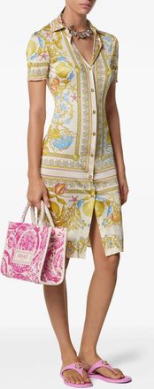 Versace Womens Underwater Barocco Fitted Midi Shirt Dress - Ivory viscose - Size EU 42 (Womens)
