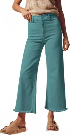 So Me Womens Fray Hem Wide Leg Jean In Teal