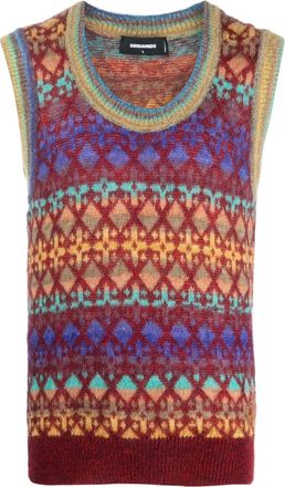 Dsquared2 logo-patch sleeveless vest - men - Polyamide/Wool/Mohair/Calf Leather/Alpaca Wool - S