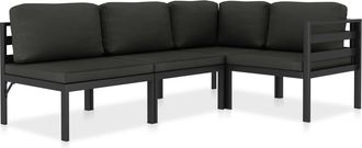 vidaXL Set Muebles De Jard&iacute;n 4 Pzas Y Cojines Aluminio Gris Antracita Vidaxl