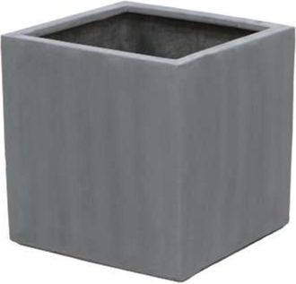 PRIMROSE Grey Polystone Square Cube Planter with Drainage Hole and Bung 52cm