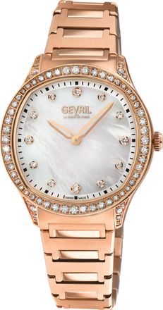 Gevril Group Womens Morcote Swiss Diamond Watch, 316L SS/IPRG Case, White MOP, IP rose bracelet.. - Rose Gold - One Size