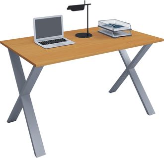 ebuy24 Vcm Wood Desk Al. 76 X An. 140 X P. 50 Cm Mesa De Ordenador Lisa Pies De Metal De Alta Calidad Mesa De Trabajo Muebles De Oficina - Lona X (plata / Ha