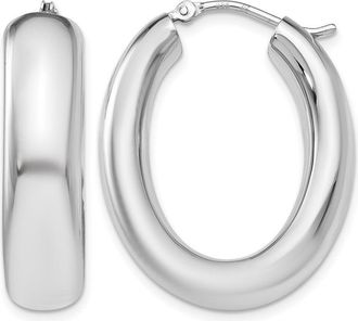 Diamond2Deal Sterling Silver Polished Oval Shape Hoop Earrings