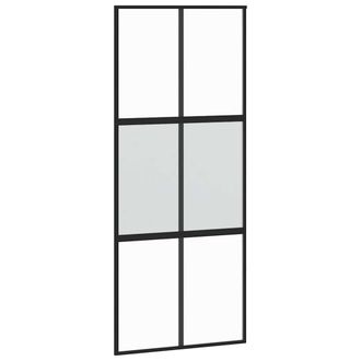 Berkfield Home Sliding Door Black 90x205 cm Tempered Glass & Aluminium