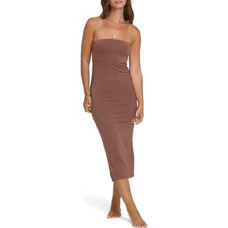 Billabong Lily Strapless Midi Dress in Black Stone at Nordstrom, Size X-Small