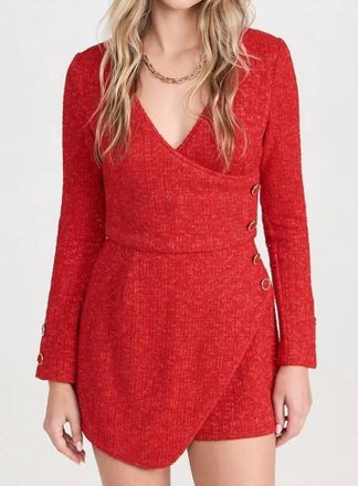 Black Halo Tweed Demi Romper In Cherry Divine