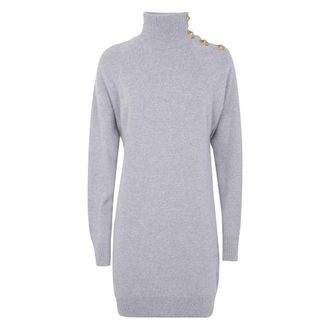 Balmain Knitted Dresses, female, Gray, Size: XS Eco Cashmere Short Dress