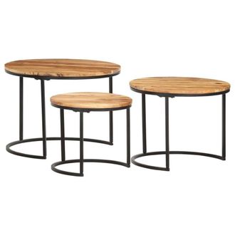 Berkfield Home Nesting Tables 3 pcs Solid Acacia Wood in Brown
