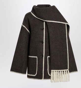 Toteme Chocolate mélange jacket with scarf