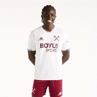 New Balance West Ham United Mens New Balance 26/27 Away Short Sleeve Jersey in White Polyester, size X-Large