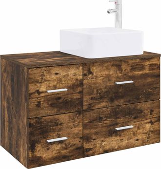 vidaXL Juego De Muebles De Ba&ntilde;o 2 Uds. Roble Ahumado Vidaxl