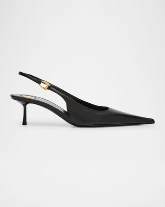 Saint Laurent Vendome Leather Slingback Pumps