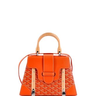 Goyard Saigon Top Handle Bag Coated Canvas with Leather PM