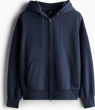 H&M Oversized Hoodiejacke mit Zipper - Marineblau