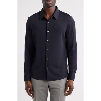 7 Diamonds Aldridge Knit Button-Up Shirt in Midnight at Nordstrom, Size X-Large