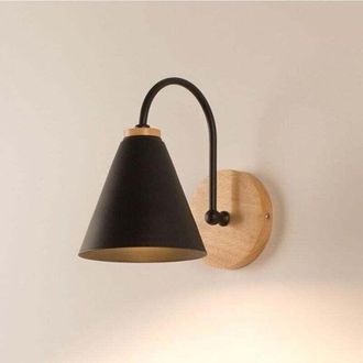 OEM Aplique De Pared Moderno De Madera, Aplique De Pared Creativo Con Forma De Trompeta Para Dormitorio, Mesita De Noche, Sala De Estar (negro) -crezuo