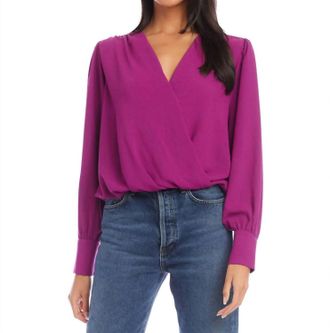 Fifteen Twenty Drape Front Top In Magenta