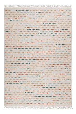 Wecon Home Alfombra tejida a mano lana virgen flecos y multicolor 140x200