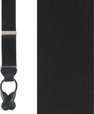 Trafalgar Store Dutton Solid Color Silk Button End Suspenders in Black at Nordstrom