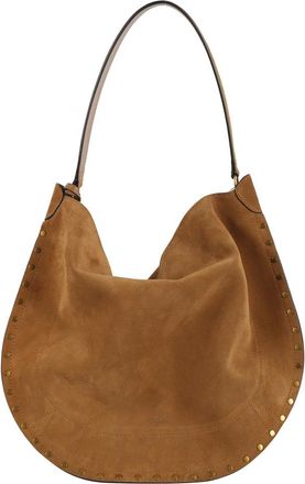 Isabel Marant Tassen, Dames, Bruin, ONE Size, Leer, Zachte Hobo Tas met Studs