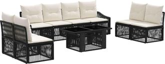 vidaXL Conjunto De Sof&aacute;s De Jard&iacute;n 9 Uds. Negro Y Blanco Crema Vidaxl