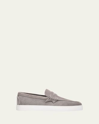 Christian Louboutin Mens The Harold I Flat Leather Red-Sole Boat Shoes