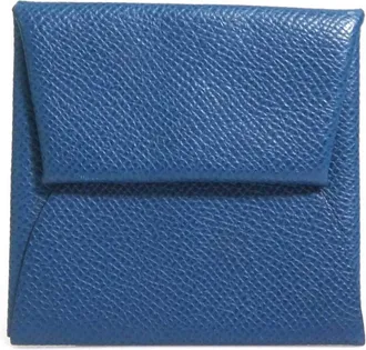 Herm&egrave;s Navy Leather Coin Purse/Coin Case (Pre-Owned)