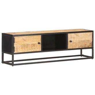 vidaXL Vidaxl - Mueble De Tv Puerta Tallada Madera De Mango Rugosa 130x30x40 Cm