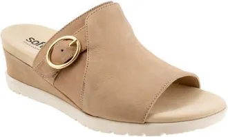 Softwalk Newberry Platform Wedge Slide Sandal in Beige Nubuck at Nordstrom, Size 10.5