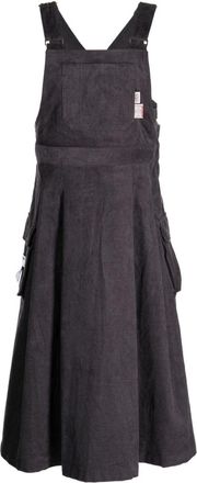 Musium Div. logo-patch corduroy dress - women - Cotton - S - Grey