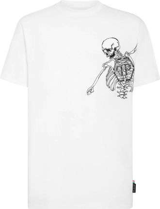 Philipp Plein Tops, Heren, Wit, 3Xl, Katoen, T-Shirt Ronde Hals Skeleton