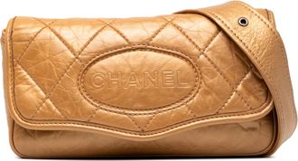 Chanel Pre-owned Womens Quilted Aged Calfskin Vintage Ligne Messenger Flap - Tan Leather - One Size