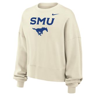 Nike SMU Mustangs Phoenix Fleece Nike Womens Football Crew-Neck Sweatshirt in White | W33302P403SMUN-SAI