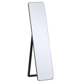 HOMCOM Full Length Mirror - Free Standing Or Wall Hanging - Tall Full Body Mirror For Bedroom - Hallway - Black Floor Mount Dressing Bedroom - Home Living |