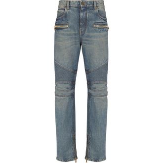 Balmain Biker jeans in vintage denim in Blue at Nordstrom, Size 32