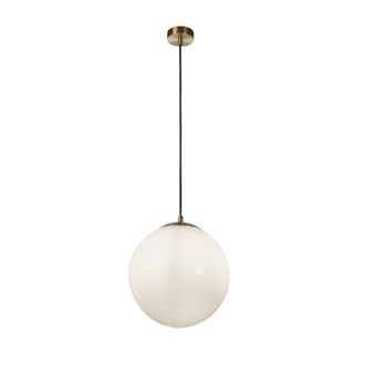 Searchlight Atom Ii Pendant - Ottone Satinato E Vetro Opalino