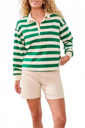 Tribal Rugby Long Sleeve Polo Top In Green