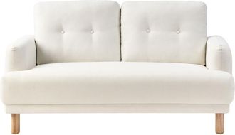 Beliani Beliani - Sof&aacute; 2 Plazas Patas De Madera Poli&eacute;ster Asiento Grueso Retro Tapizado Tela Blanco Crema Tuve