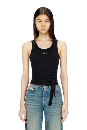 Diesel Crop top with wrap-around laces - T-Shirts - Woman - Black