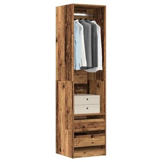 Berkfield Home Wardrobe Old Wood 50x50x200 cm Engineered Wood in Brown | Size: 50 x 50 x 200 cm