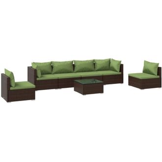 vidaXL 7 Pcs Garden Lounge Set Con Coj&iacute;n Mimbre Pe Brown