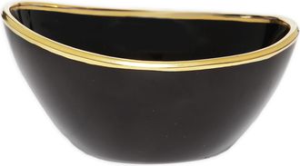 Classic Touch Black Dessert Bowl with Gold Rim